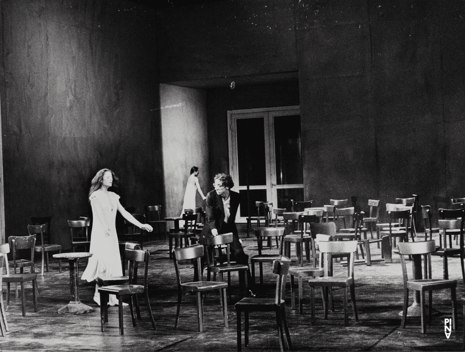 Jean Laurent Sasportes, Malou Airaudo and Pina Bausch in “Café Müller” by Pina Bausch