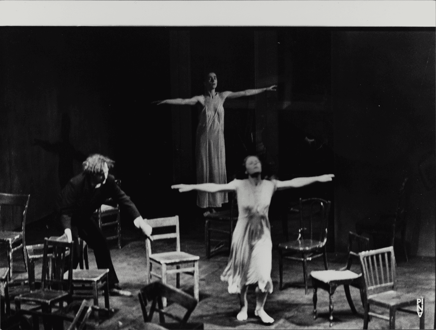 Rolf Borzik, Malou Airaudo and Pina Bausch in “Café Müller” by Pina Bausch