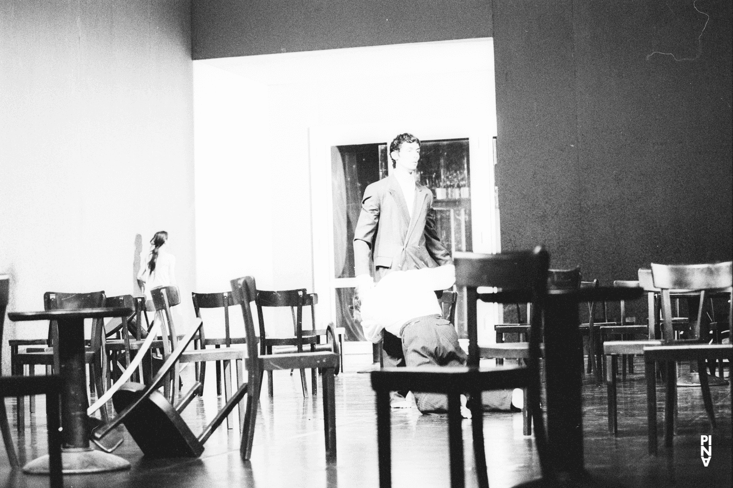 Fabien Prioville, Pina Bausch and Dominique Mercy in “Café Müller” by Pina Bausch