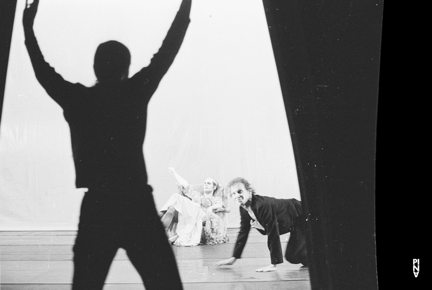 Pina Bausch, Heinz Samm and Ed Kortlandt in “Fliegenflittchen” by Pina Bausch