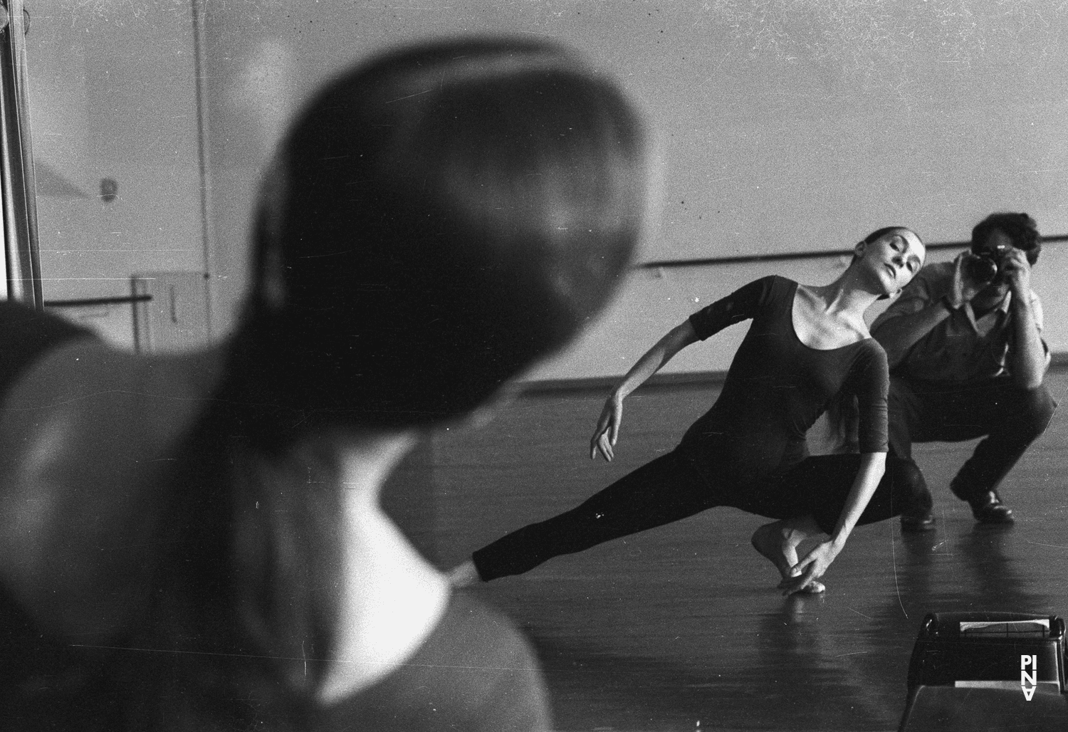 Pina Bausch and Rolf Borzik at a rehearsal of "Im Wind der Zeit" by Pina Bausch