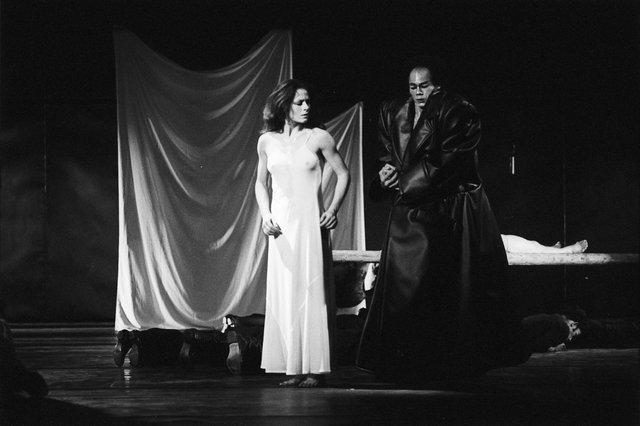 Malou Airaudo and Carlos Orta in “Iphigenie auf Tauris” by Pina Bausch with Tanztheater Wuppertal at Opernhaus Wuppertal (Germany), April 20, 1974