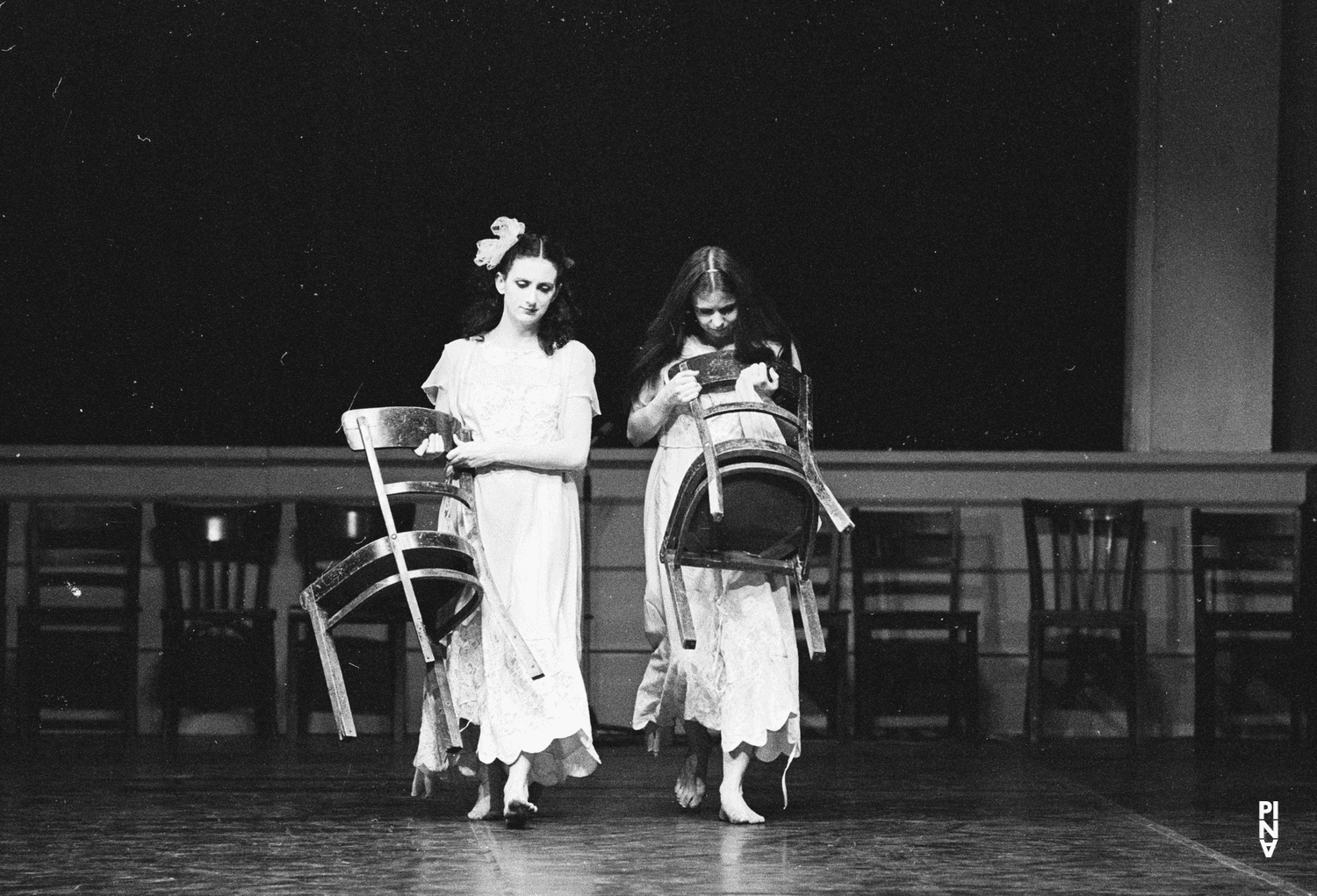 Meryl Tankard and Josephine Ann Endicott in “Kontakthof” by Pina Bausch at Opernhaus Wuppertal