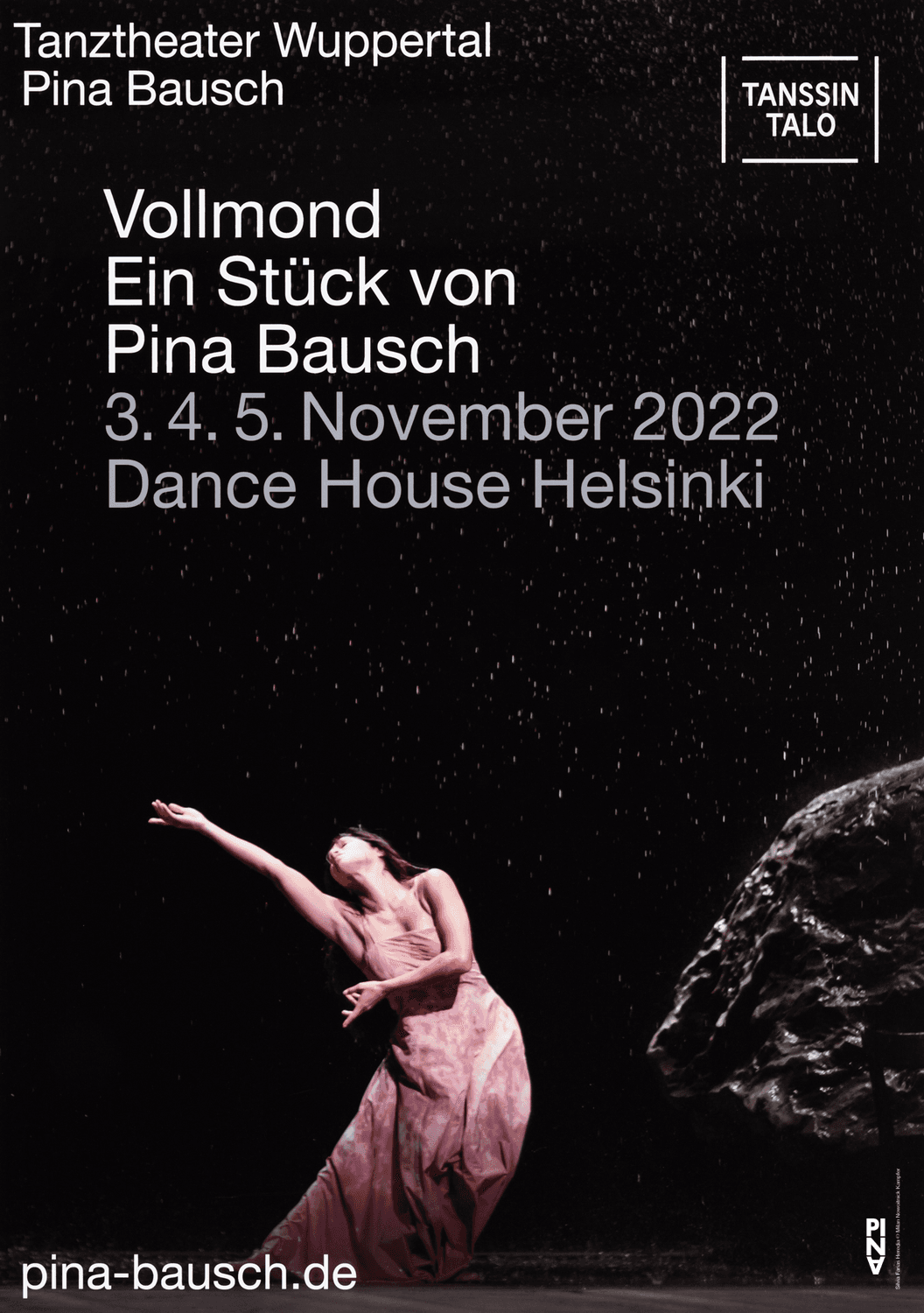 Plakat zu „Vollmond“ von Pina Bausch in Helsinki, 02.11.2022–05.11.2022