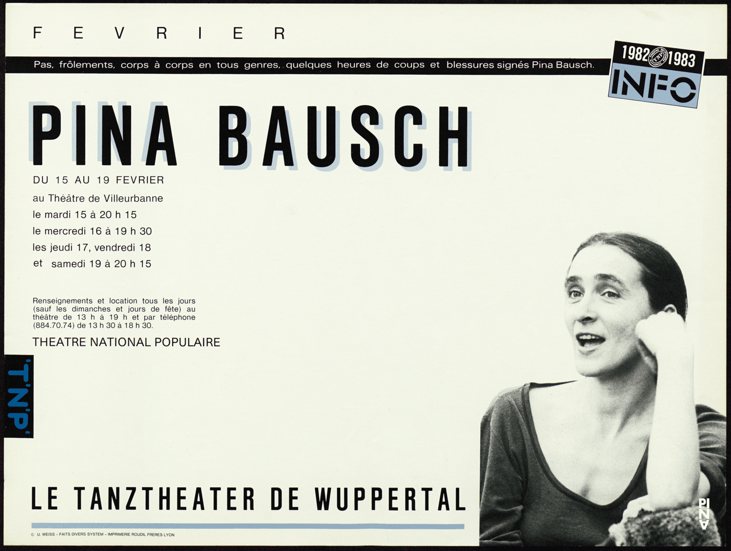 Poster for “Bandoneon” by Pina Bausch in Lyon, 02/15/1983 – 02/19/1983