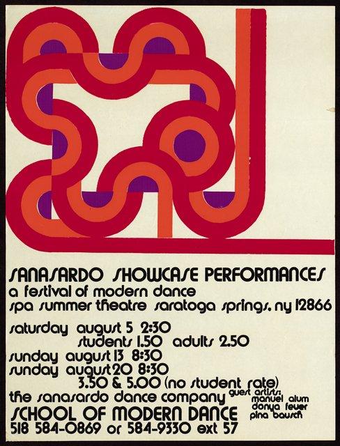 Poster for “Nachnull (After Zero)” and “PHILIPS 836 887 DSY” by Pina Bausch, “Sextetrahedron” by Manuel Alum and “The Myth” by Paul Sanasardo in New York and Saratoga, NY, 08/05/1972 – 08/20/1972