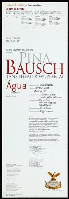 Poster for “Água” by Pina Bausch in Venice, 07/12/2007 – 07/15/2007