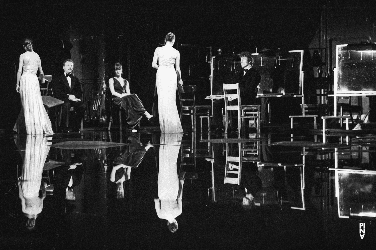 John Giffin, Heinz Samm and Silvia Kesselheim in “Arien” by Pina Bausch, season 1978/79