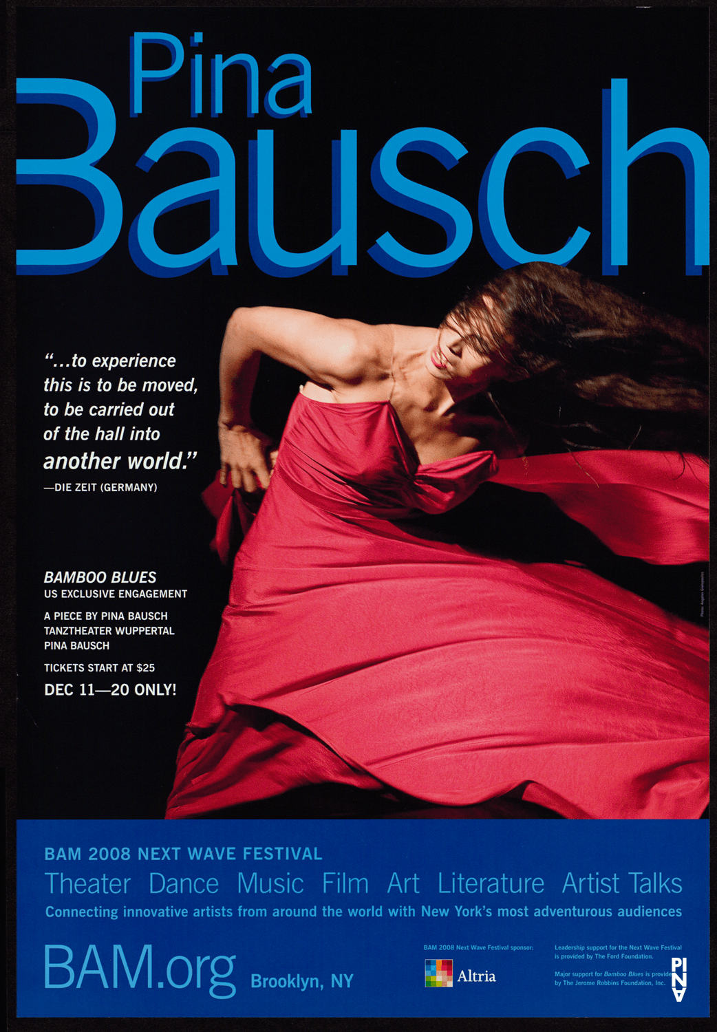 Plakat zu „Bamboo Blues“ von Pina Bausch in New York, 11.12.2008–20.12.2008