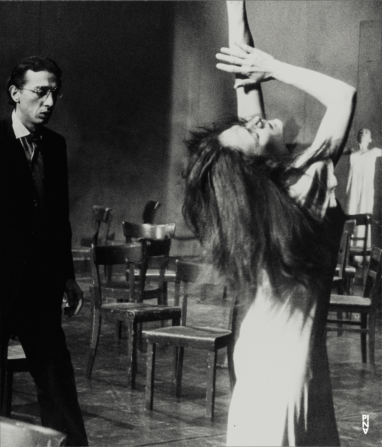 Malou Airaudo and Jean Laurent Sasportes in “Café Müller” by Pina Bausch