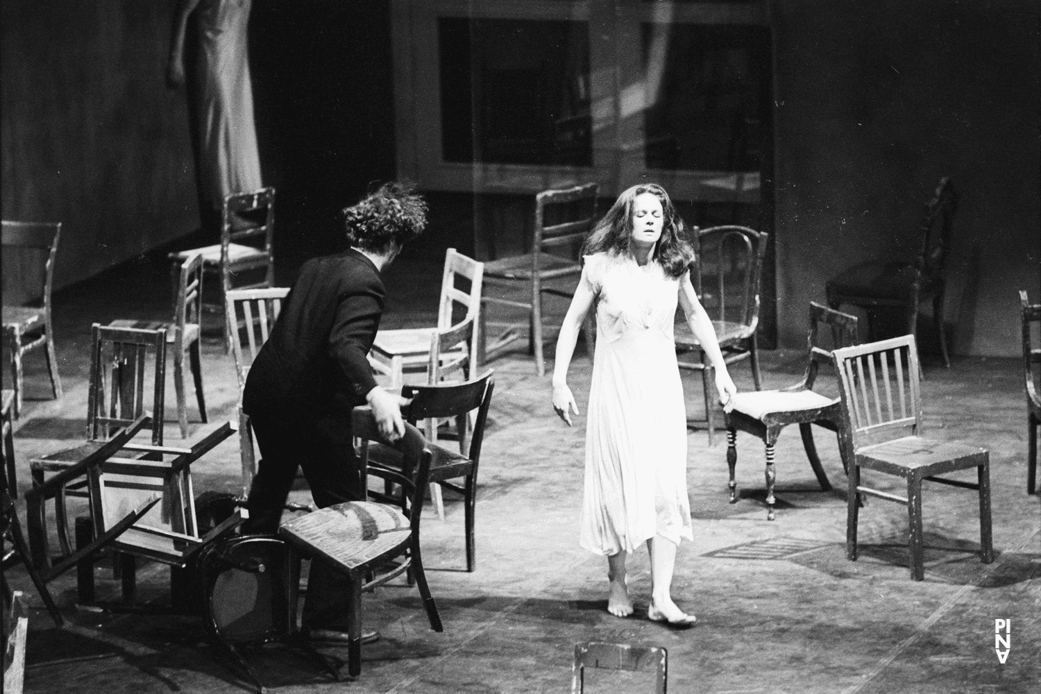 Rolf Borzik, Pina Bausch and Malou Airaudo in “Café Müller” by Pina Bausch