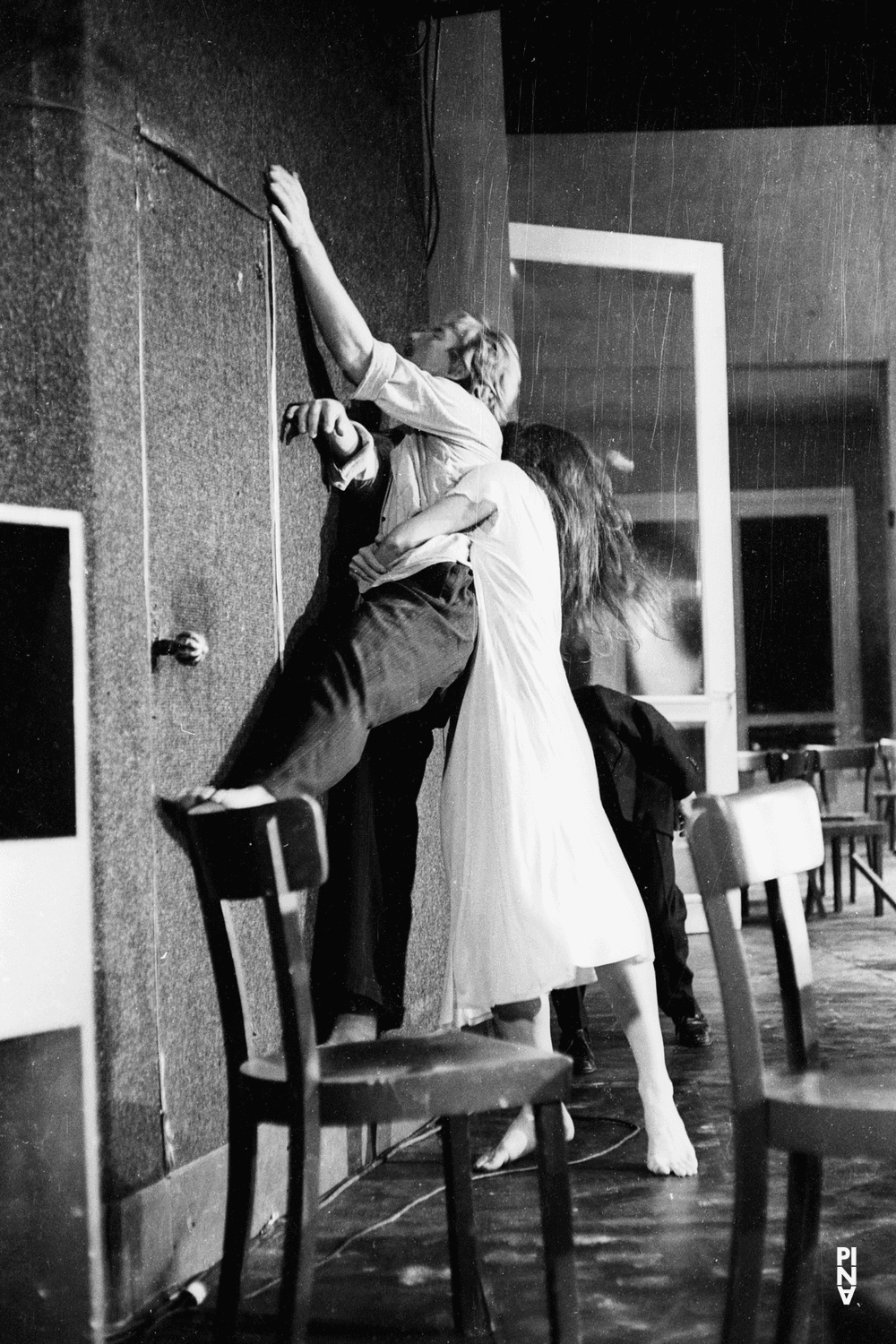 Malou Airaudo, Dominique Mercy and Jean Laurent Sasportes in “Café Müller” by Pina Bausch