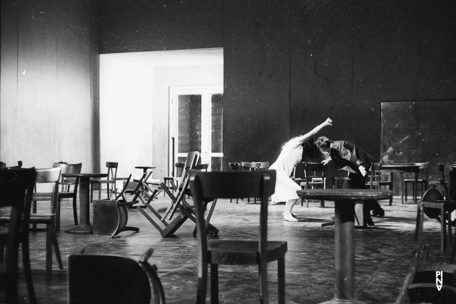 Malou Airaudo, Jean Laurent Sasportes and Pina Bausch in “Café Müller” by Pina Bausch