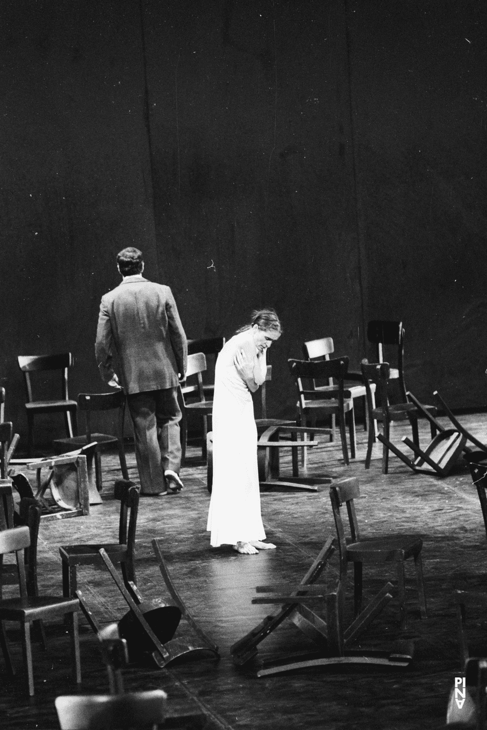 Pina Bausch and Jan Minařík in “Café Müller” by Pina Bausch