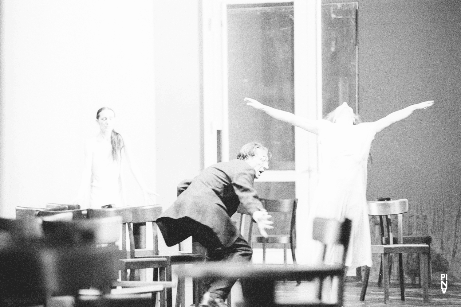 Jean Laurent Sasportes, Malou Airaudo and Pina Bausch in “Café Müller” by Pina Bausch