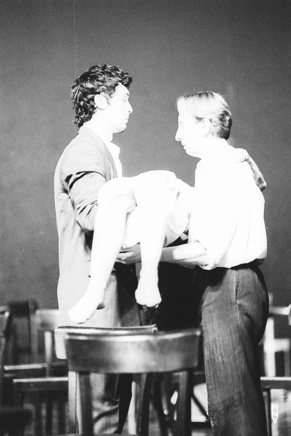 Fabien Prioville, Dominique Mercy and Aida Vainieri in “Café Müller” by Pina Bausch