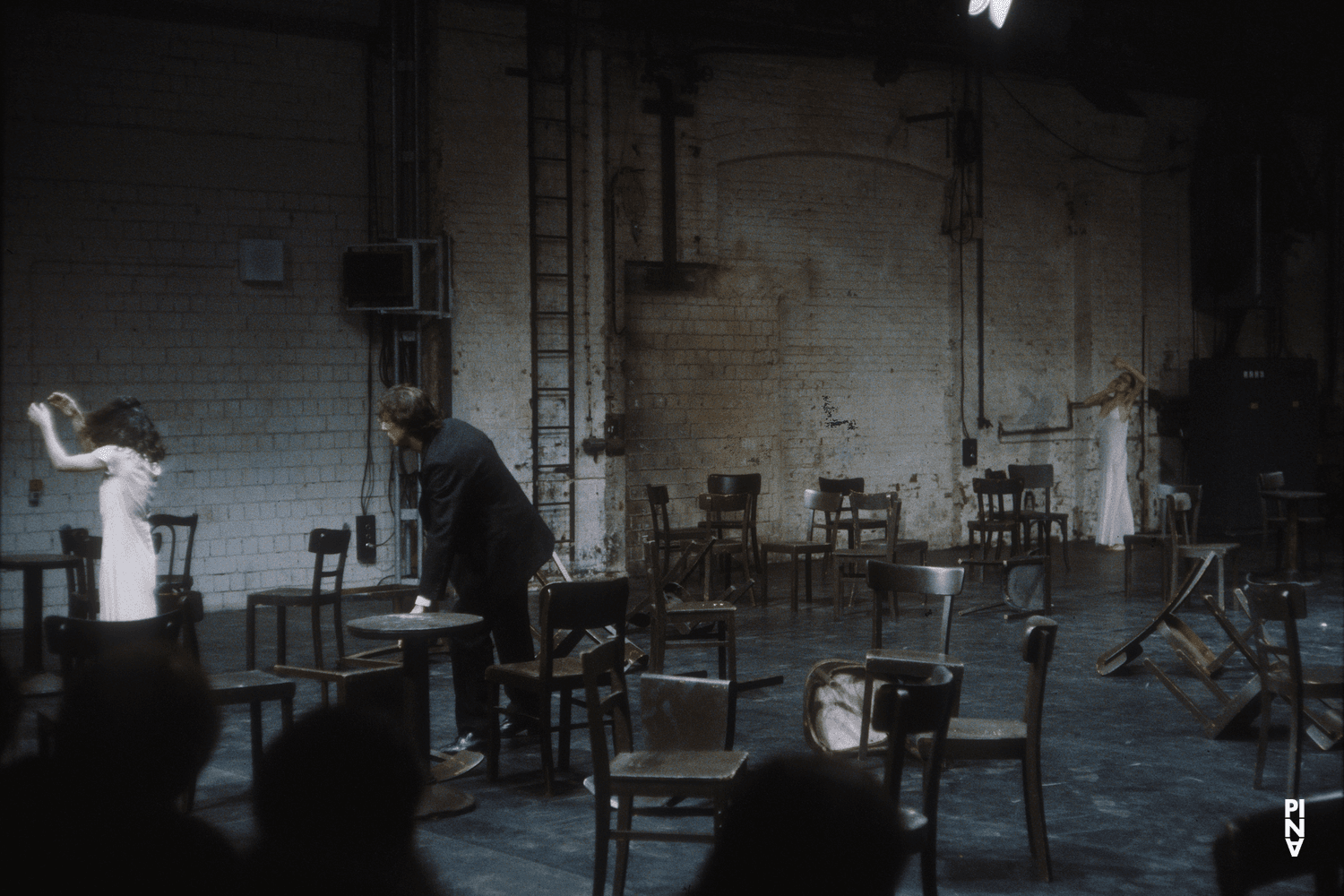 Beatrice Libonati, Jean Laurent Sasportes and Pina Bausch in “Café Müller” by Pina Bausch at Kampnagelfabrik Hamburg, season 1984/85