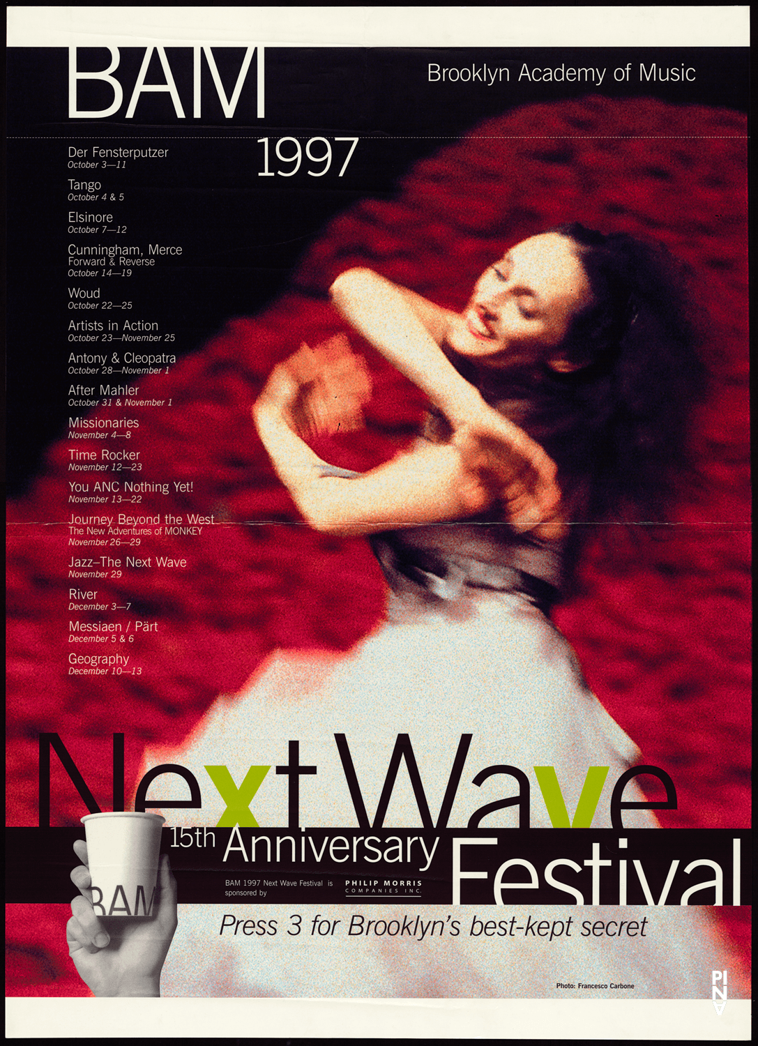 Plakat zu „Der Fensterputzer“ von Pina Bausch in New York, 03.10.1997–11.10.1997