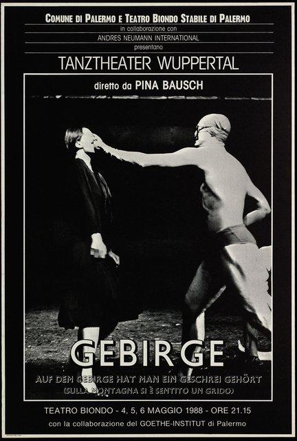 Poster for “Auf dem Gebirge hat man ein Geschrei gehört (On the Mountain a Cry Was Heard)” by Pina Bausch in Palermo, 05/04/1988 – 05/06/1988