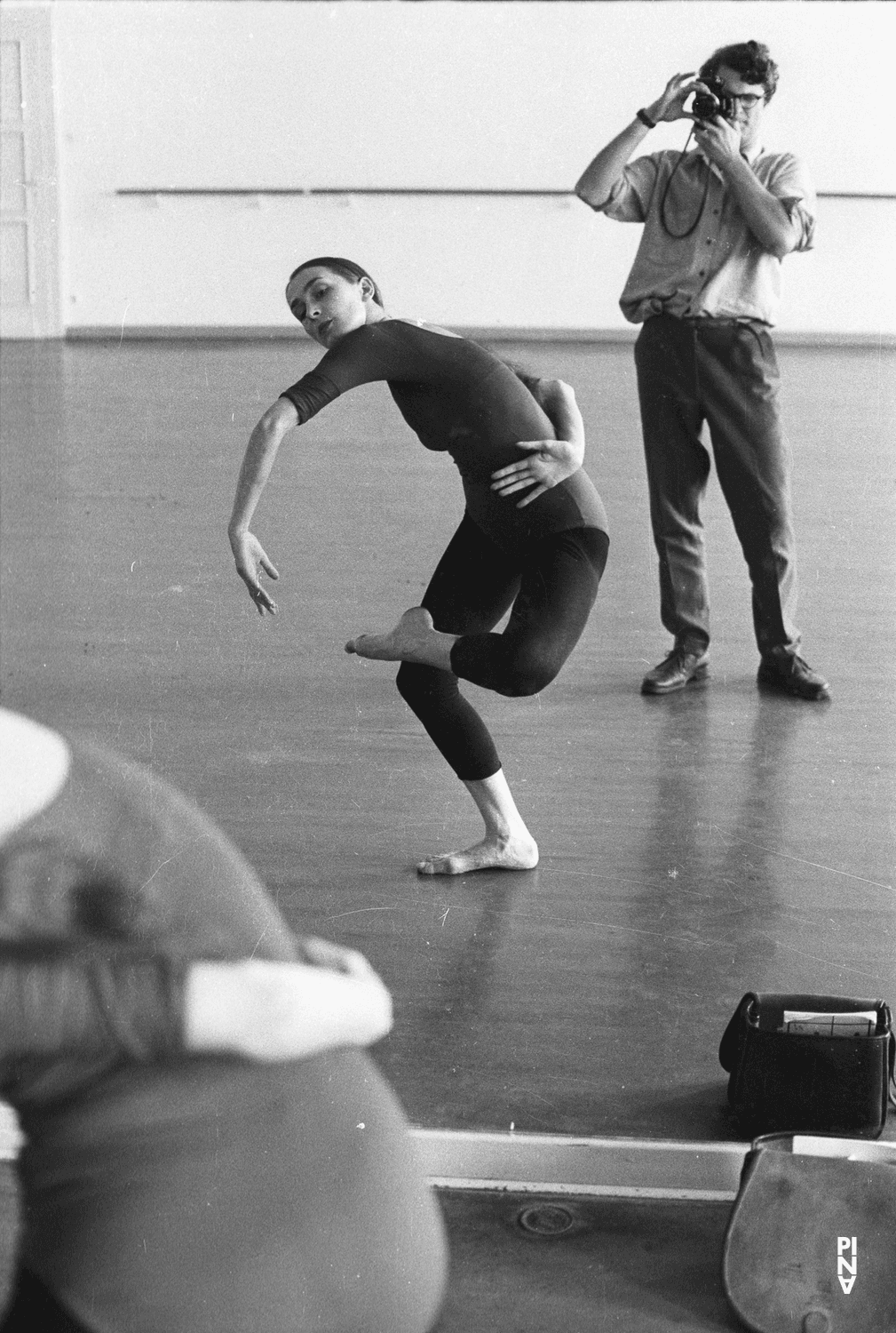 Pina Bausch and Rolf Borzik at a rehearsal of "Im Wind der Zeit" by Pina Bausch