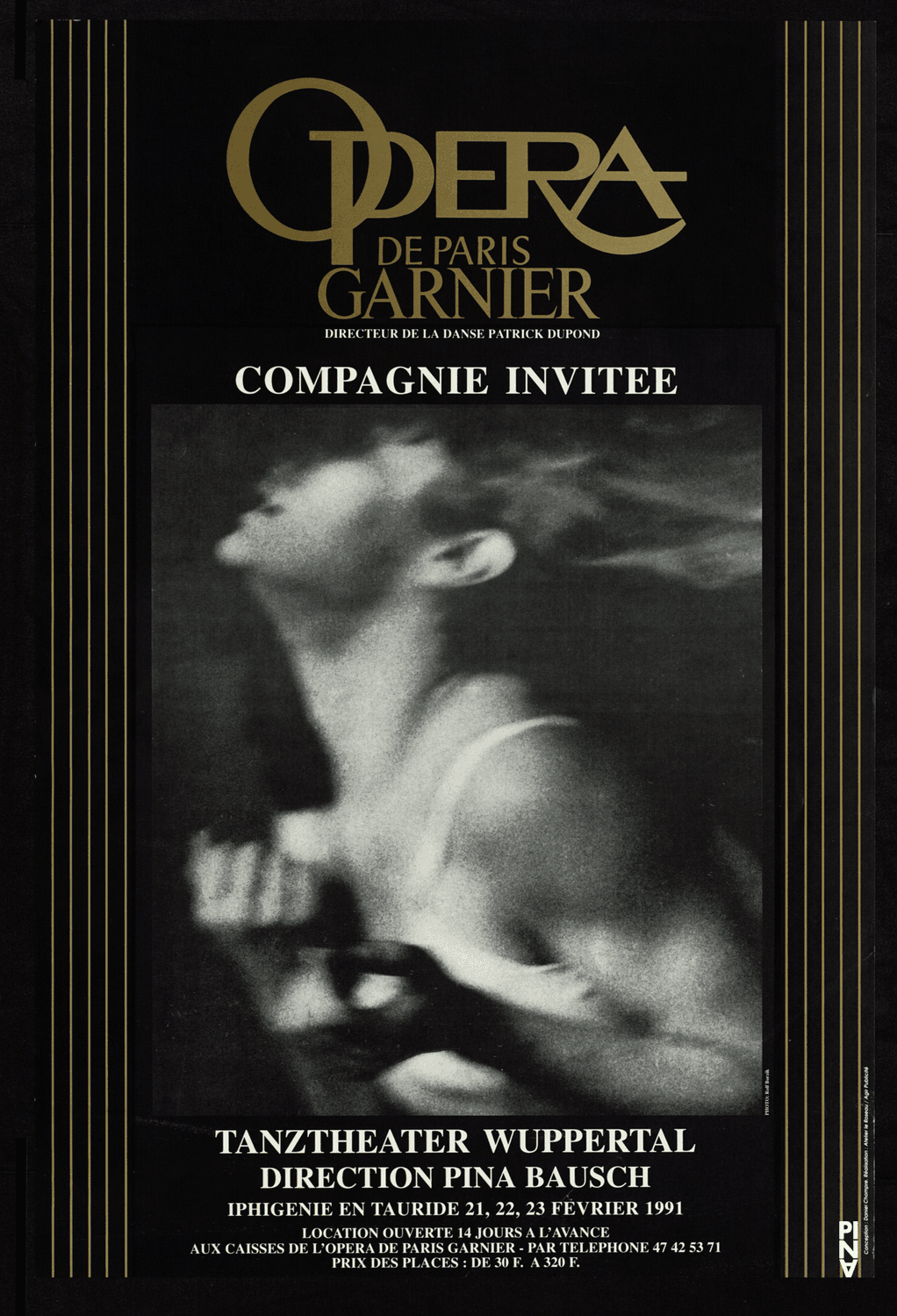 Plakat zu „Iphigenie auf Tauris“ von Pina Bausch in Paris, 21.02.1991–23.02.1991