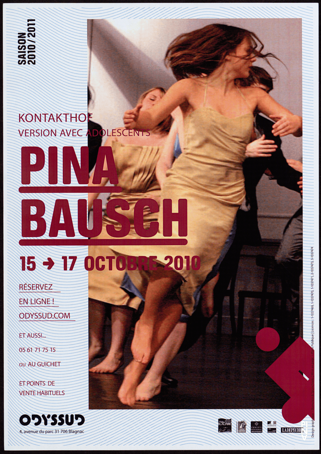Plakat zu „Kontakthof. Mit Teenagern ab „14““ von Pina Bausch in Blagnac, 15.10.2010–17.10.2010