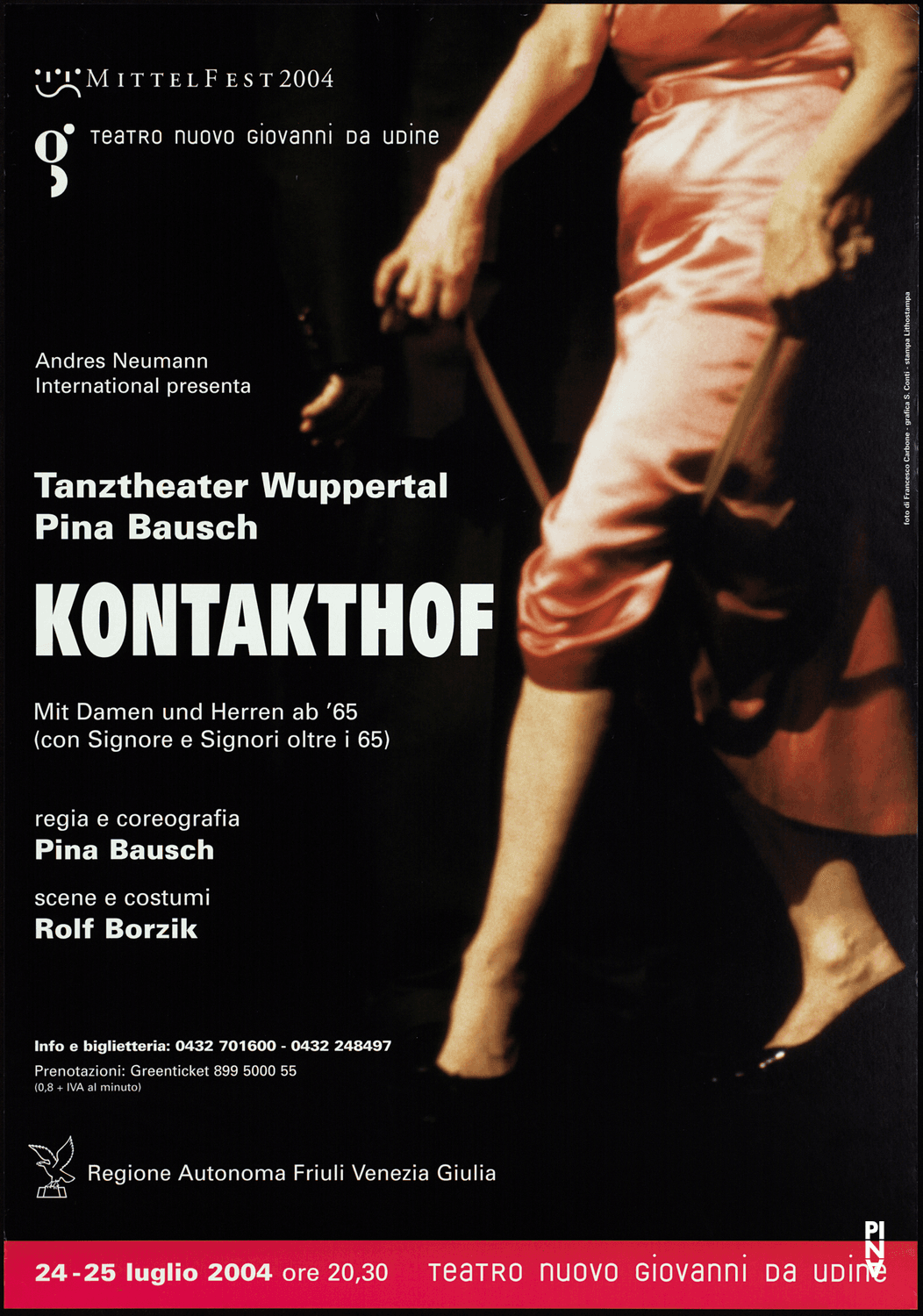 Affiche de « Kontakthof. Avec des dames et messieurs de plus de 65 ans » de Pina Bausch à Udine, 24 juil. 2004 – 25 juil. 2004