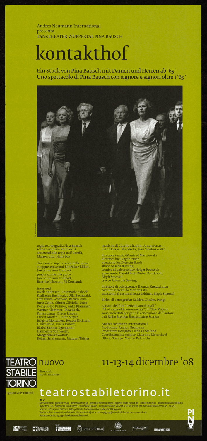 Poster for “Kontakthof. With Ladies and Gentlemen over 65” by Pina Bausch in Turin, 12/11/2008 – 12/14/2008