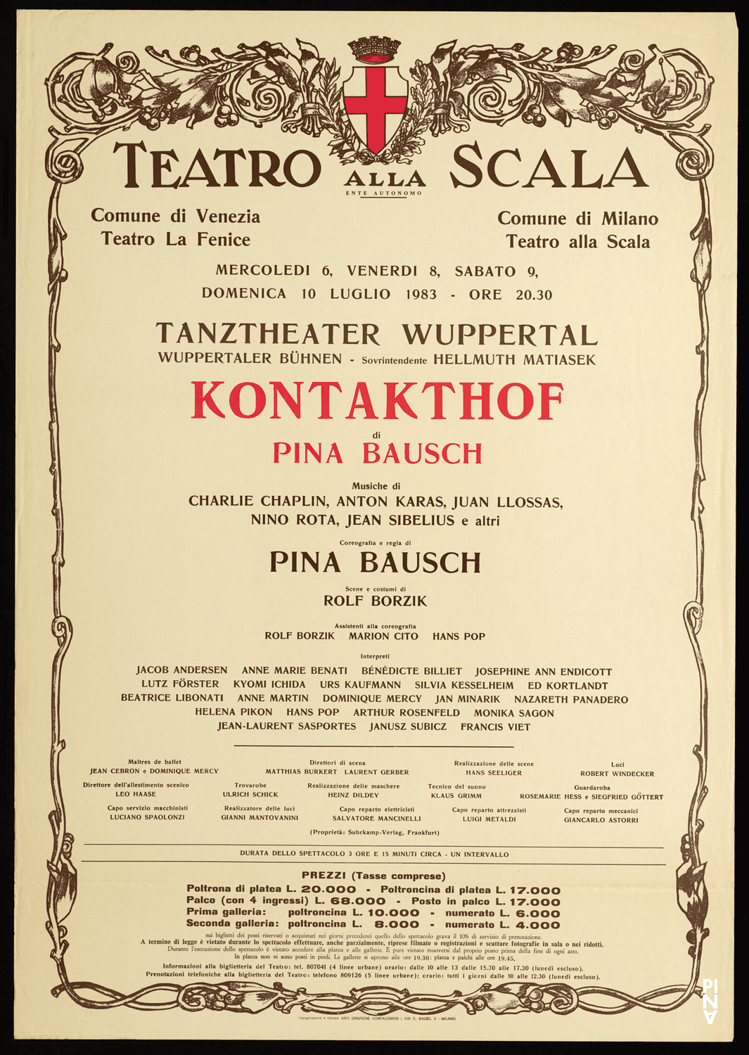 Affiche de « Kontakthof » de Pina Bausch à Milan, 6 juil. 1983 – 10 juil. 1983