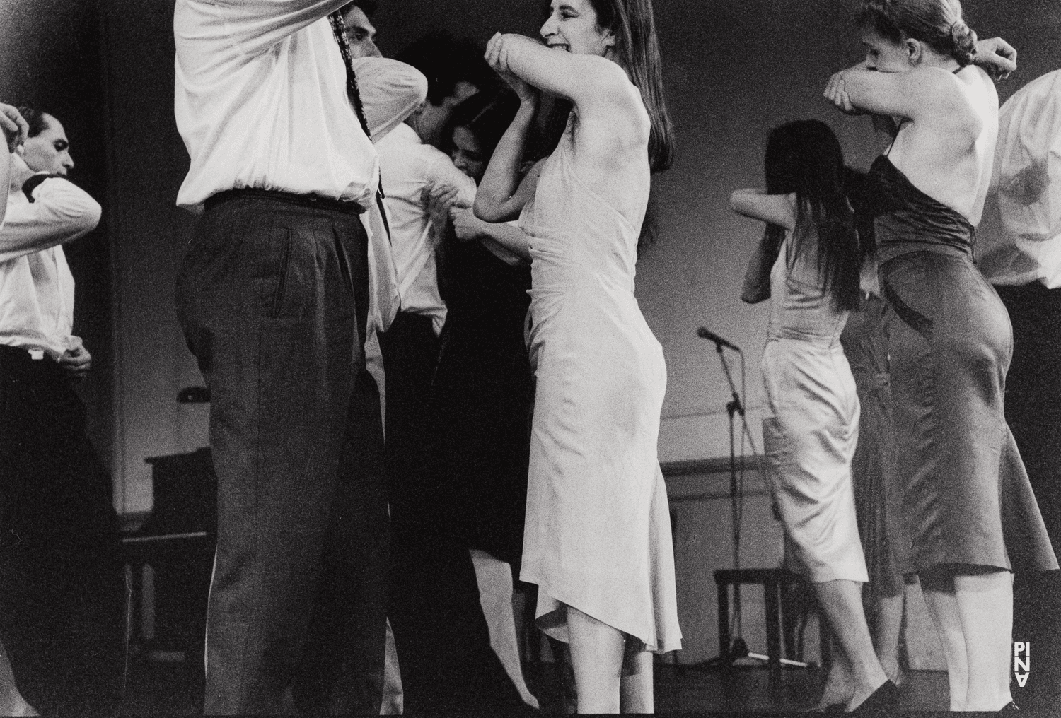 Beatrice Libonati, Barbara Kaufmann and Daphnis Kokkinos in “Kontakthof” by Pina Bausch with Tanztheater Wuppertal at Schauspielhaus Wuppertal (Germany), Feb. 21, 2000