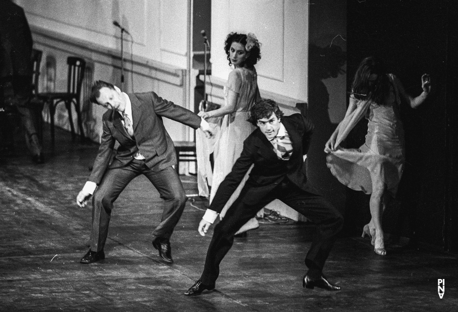 Heinz Samm, Arthur Rosenfeld and Meryl Tankard in “Kontakthof” by Pina Bausch at Opernhaus Wuppertal