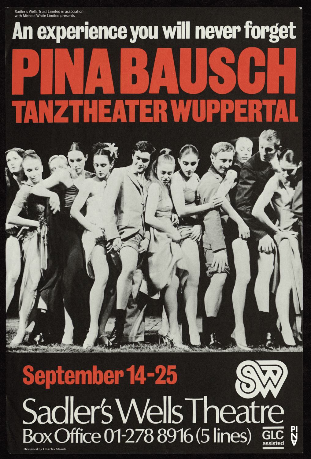 Poster for “1980 – A Piece by Pina Bausch” and “Kontakthof” by Pina Bausch in London, 09/14/1982 – 09/25/1982