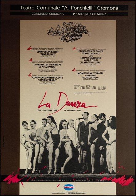 Poster for “Café Müller” and “The Rite of Spring” by Pina Bausch in Cremona, 10/28/1988 – 10/29/1988