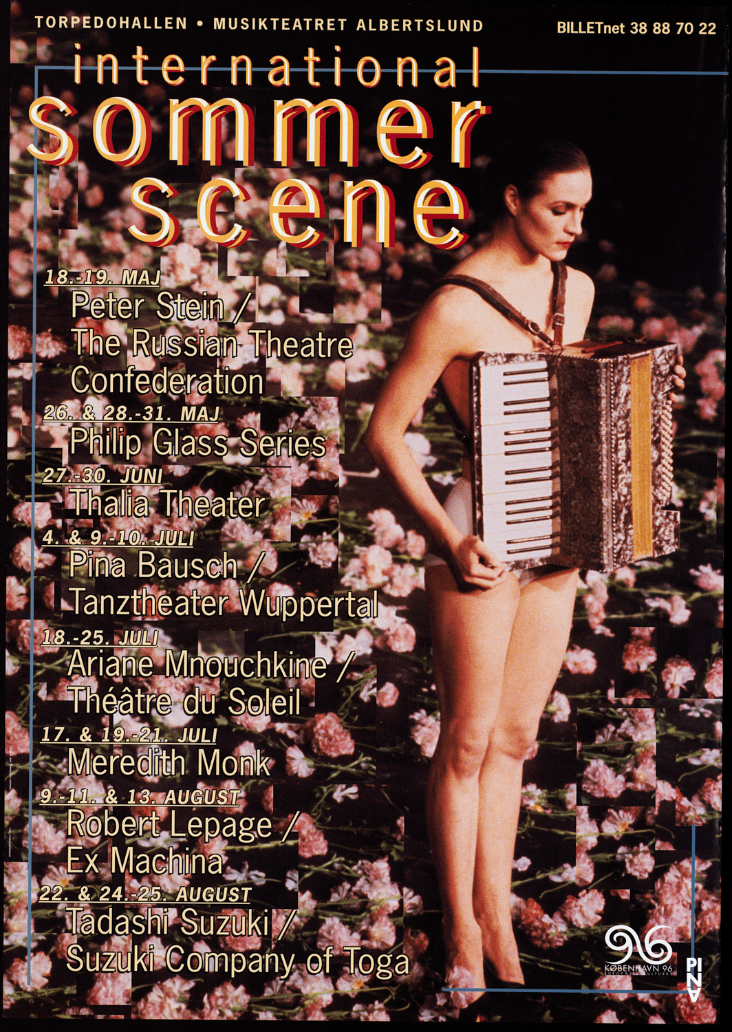 Plakat zu „Nelken“ und „Viktor“ von Pina Bausch in Kopenhagen, 04.07.1996–10.07.1996