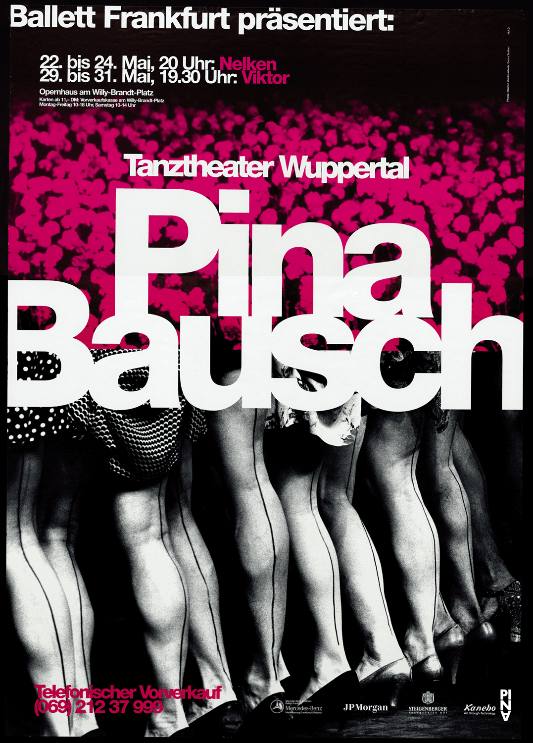 Plakat zu „Nelken“ und „Viktor“ von Pina Bausch in Frankfurt am Main, 22.05.1997–31.05.1997