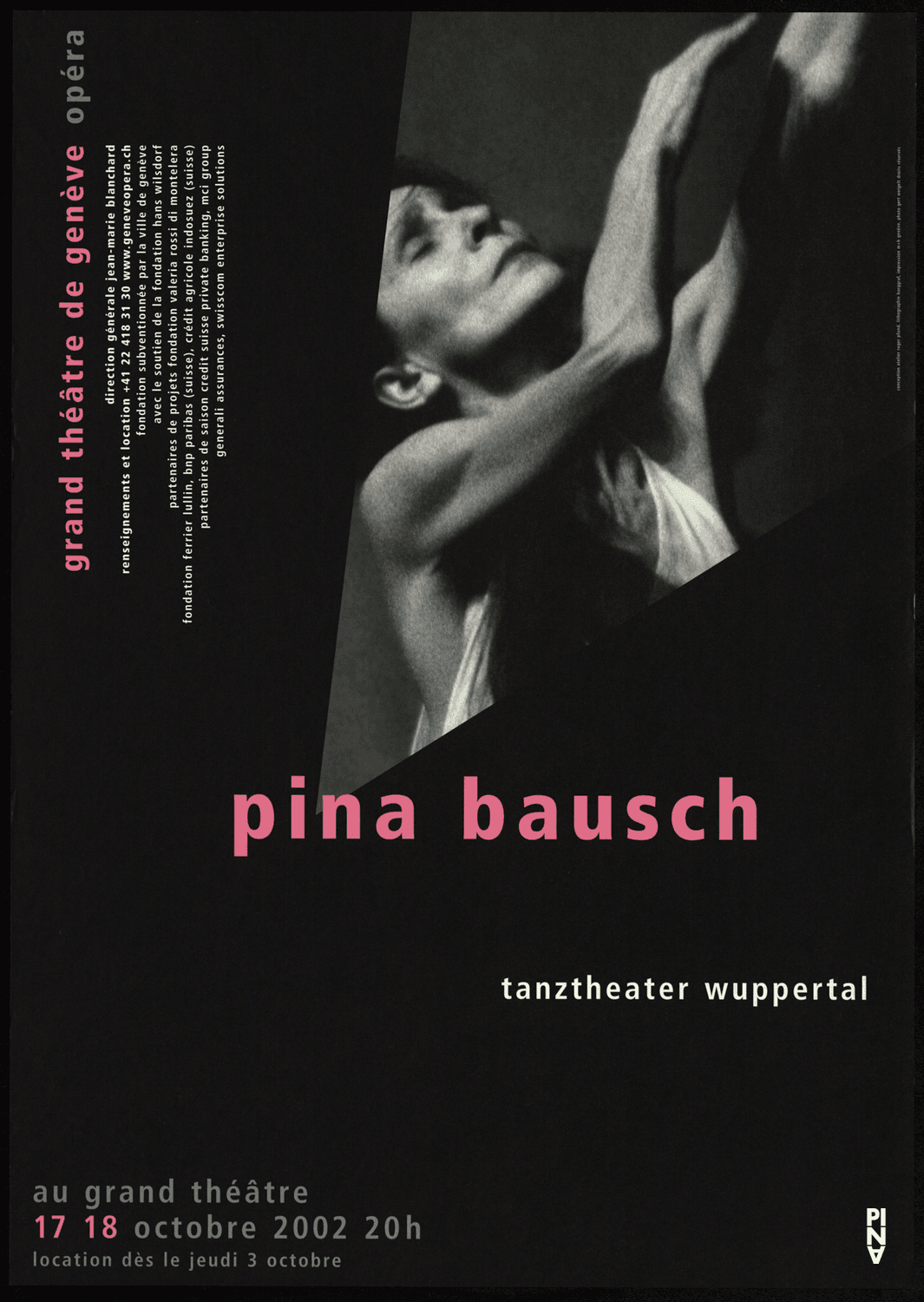 Plakat zu „Café Müller“ und „Das Frühlingsopfer“ von Pina Bausch in Genf, 17.10.2002–18.10.2002