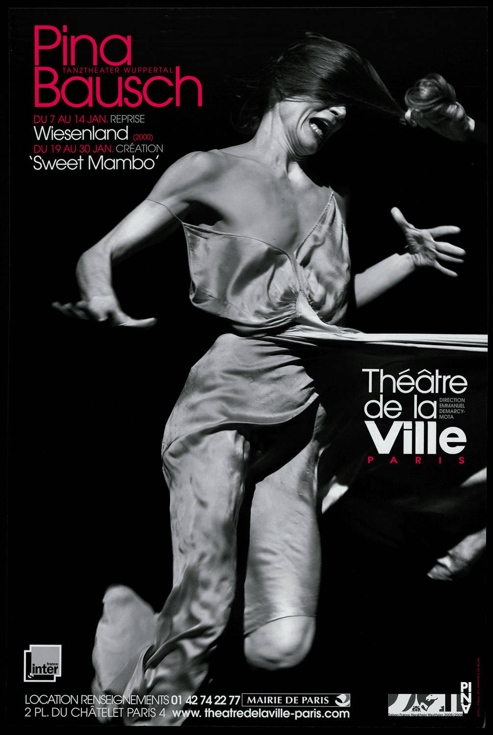 Poster for “'Sweet Mambo'” and “Wiesenland” by Pina Bausch in Paris, 01/07/2009 – 01/30/2009