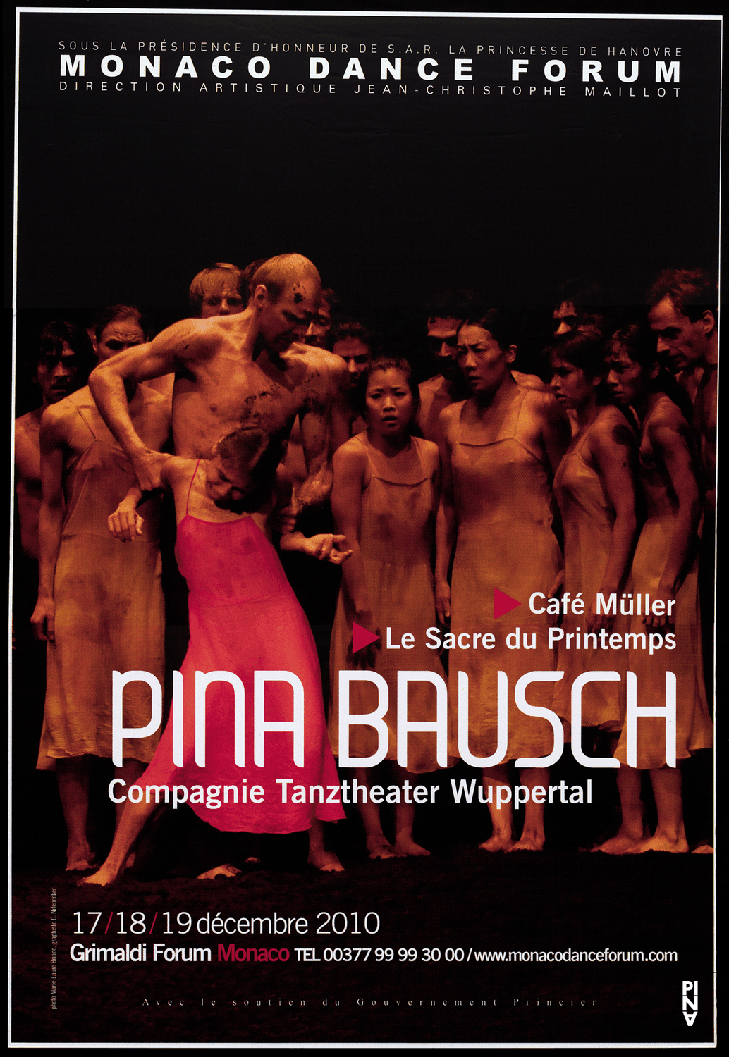 Plakat zu „Café Müller“ und „Das Frühlingsopfer“ von Pina Bausch in Monaco, 17.12.2010–19.12.2010