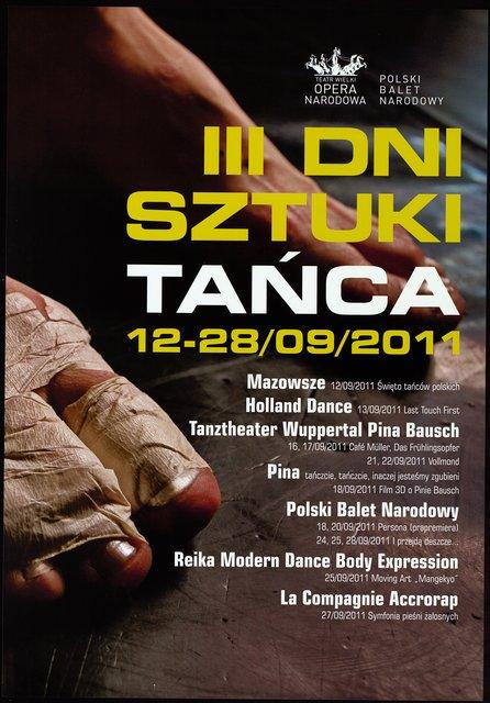 Poster for “Café Müller”, “The Rite of Spring” and “Vollmond (Full Moon)” by Pina Bausch in Warsaw, 09/16/2011 – 09/22/2011