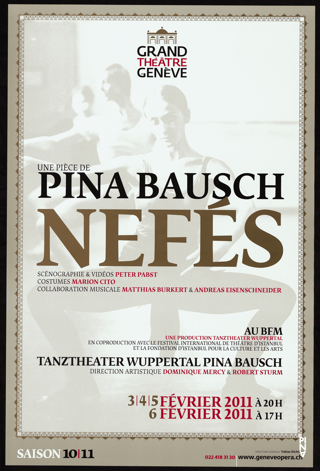 Poster for “Nefés” by Pina Bausch in Geneva, 02/03/2011 – 02/06/2011