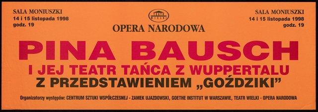 Poster for “Nelken (Carnations)” by Pina Bausch in Warsaw, 11/14/1998 – 11/15/1998