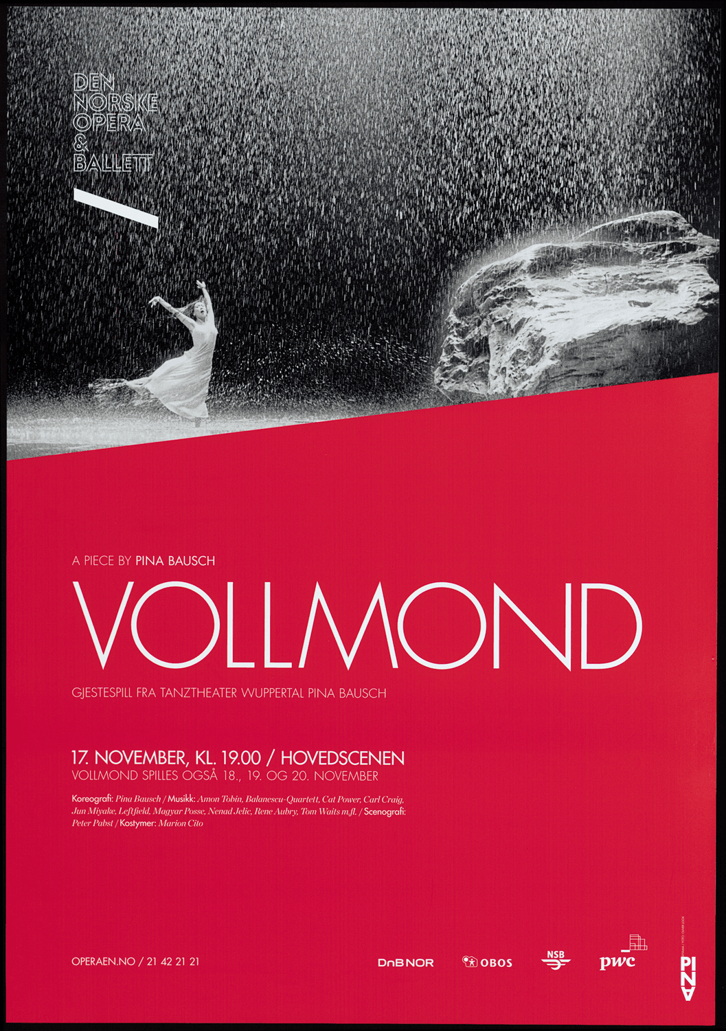 Poster for “Vollmond (Full Moon)” by Pina Bausch in Oslo, 11/17/2011 – 11/20/2011