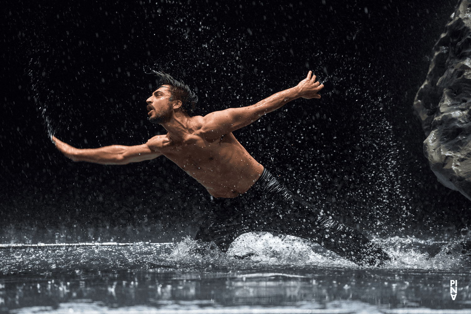 Damiano Ottavio Bigi in “Vollmond (Full Moon)” by Pina Bausch with Tanztheater Wuppertal at Opernhaus Wuppertal (Germany), June 12, 2015