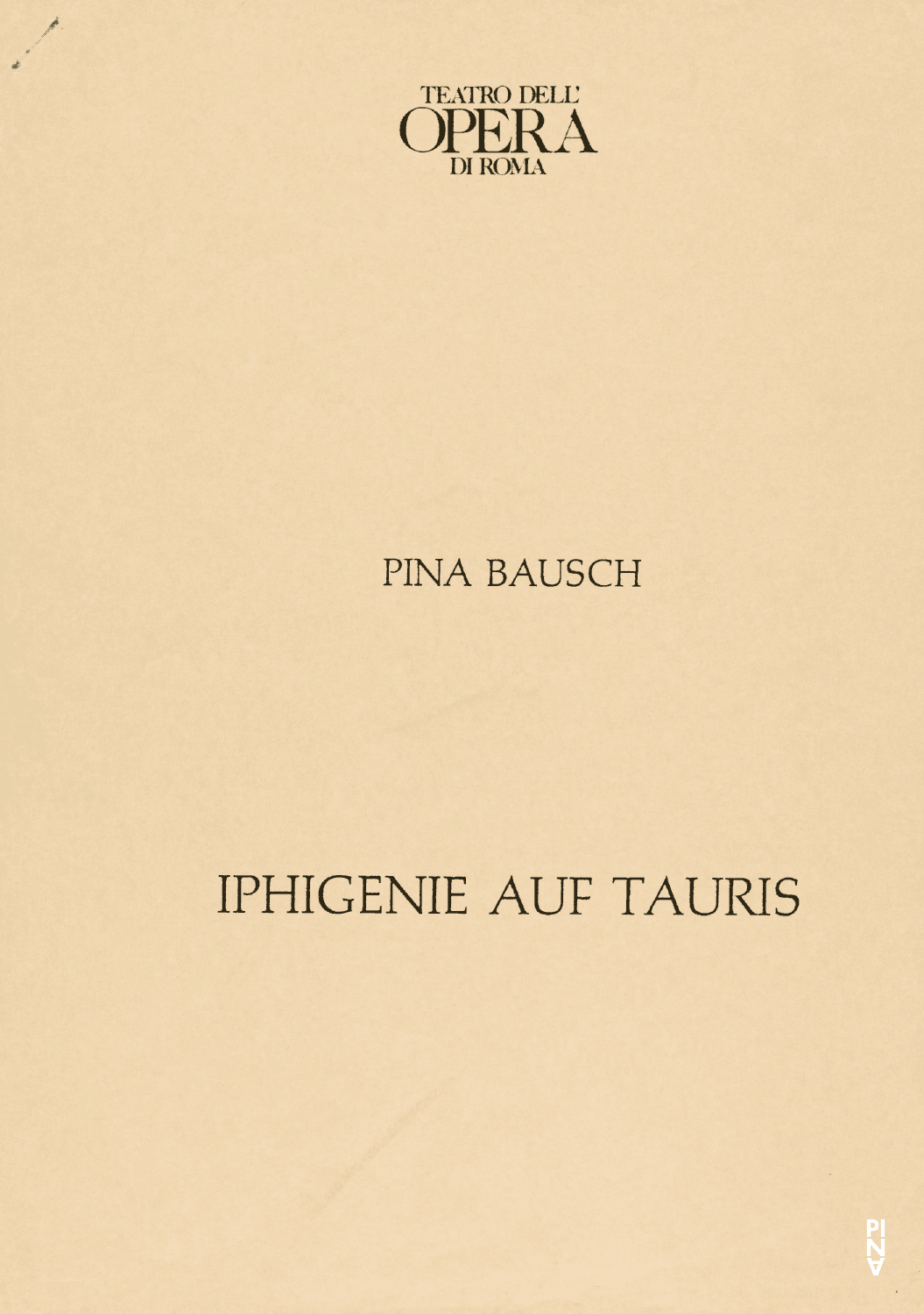 Programmheft zu „Iphigenie auf Tauris“ von Pina Bausch mit Tanztheater Wuppertal in Rom, 12.06.1992–14.06.1992