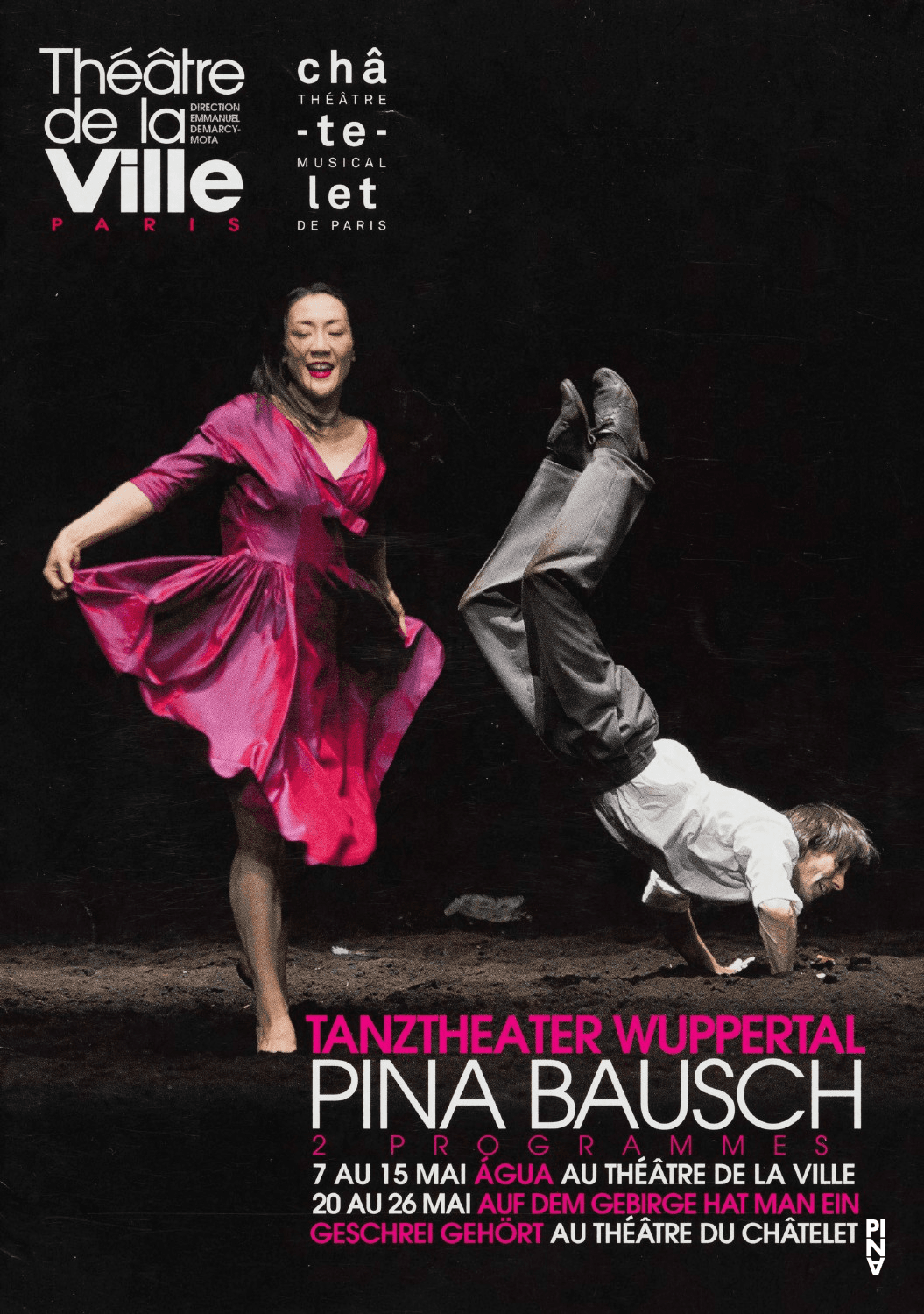 Booklet for “Água”, “Auf dem Gebirge hat man ein Geschrei gehört (On the Mountain a Cry Was Heard)” and “Viktor” by Pina Bausch with Tanztheater Wuppertal in in Paris, 05/07/2016 – 09/12/2016