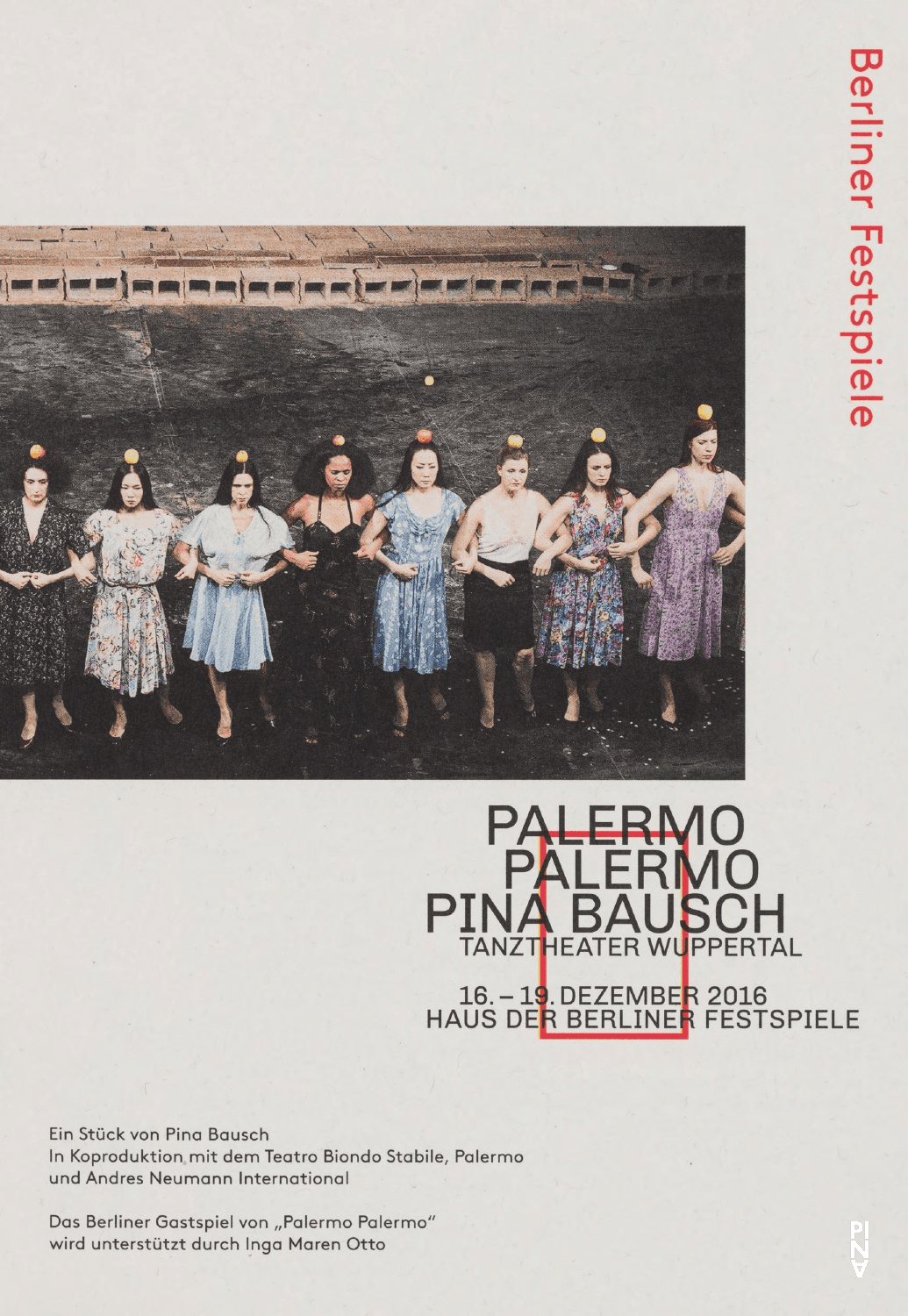 Booklet for “Palermo Palermo” by Pina Bausch with Tanztheater Wuppertal in in Berlin, 12/16/2016 – 12/19/2016